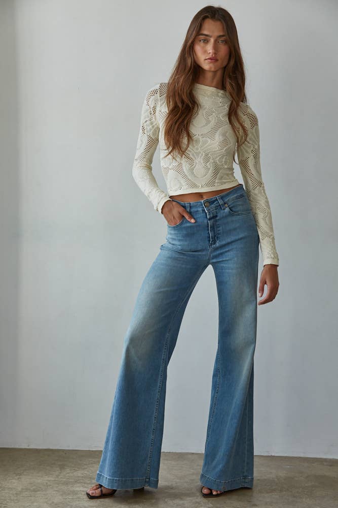 QUEEN ANNE Knit Seamless Jacquard Top