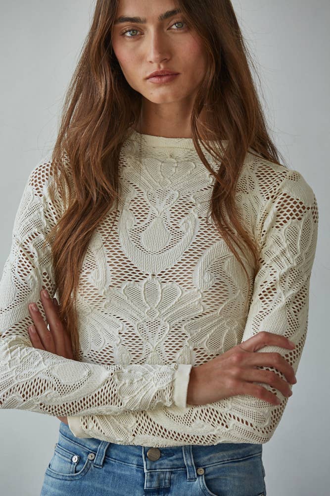 QUEEN ANNE Knit Seamless Jacquard Top