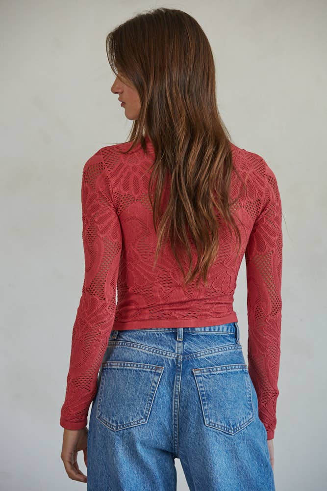 QUEEN ANNE Knit Seamless Jacquard Top