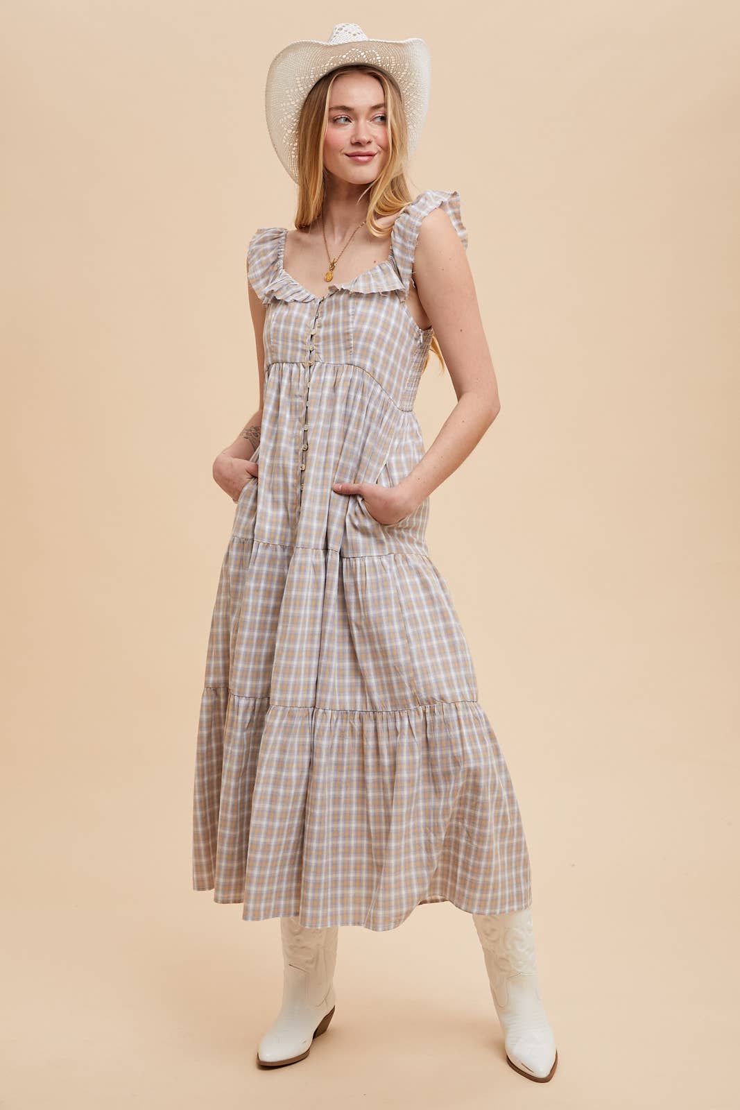 MONROE Cotton Plaid Summer Dress