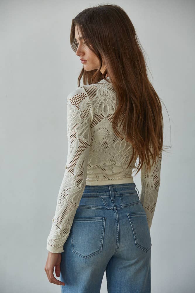 QUEEN ANNE Knit Seamless Jacquard Top