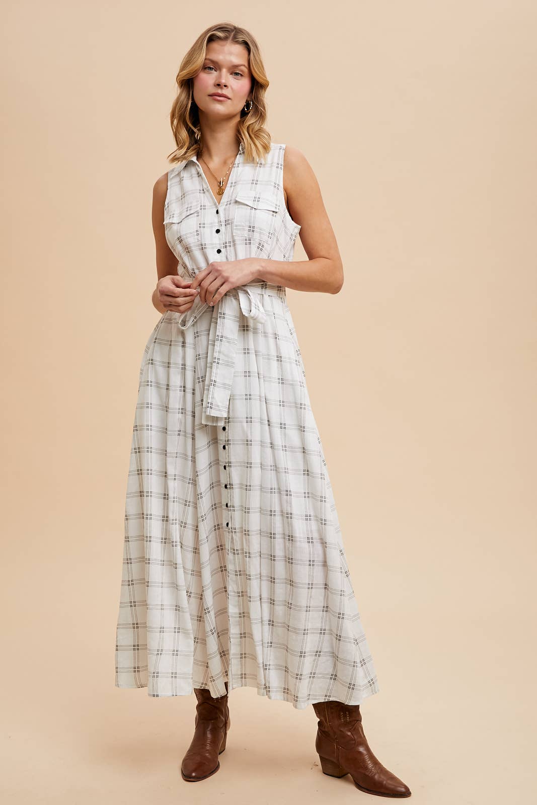 DUVALL Checkered Button Down Dress