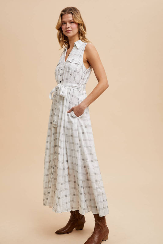DUVALL Checkered Button Down Dress