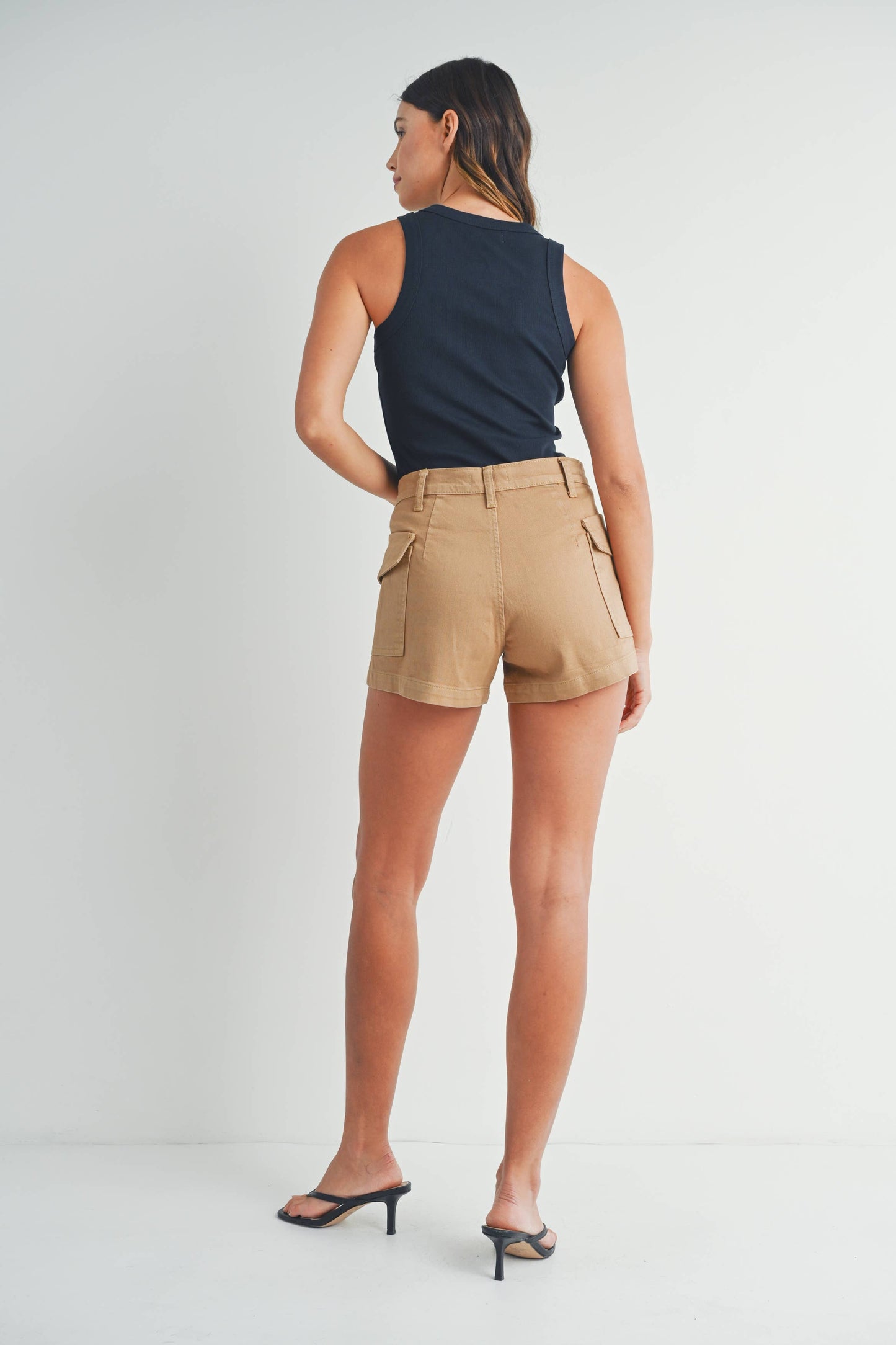HONEY Khaki Cargo Stretch Short