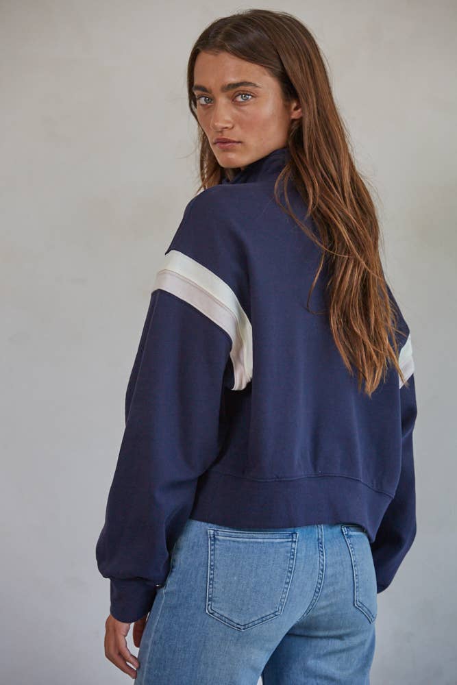 MARINA Knit Cotton Half Zip Up Pullover