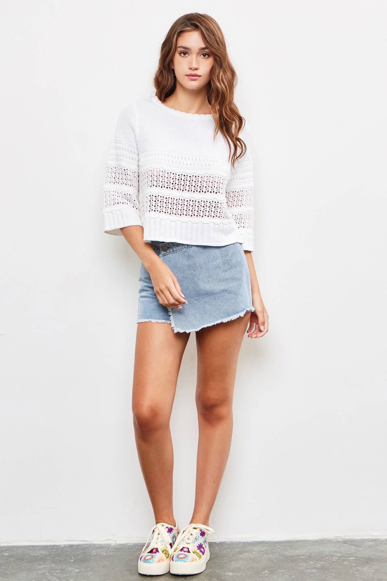 BRIER Crochet Knit Top