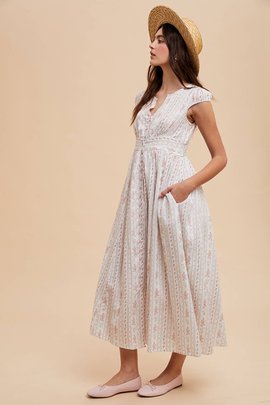 RAVENSDALE Cotton Floral Button Down Maxi Dress