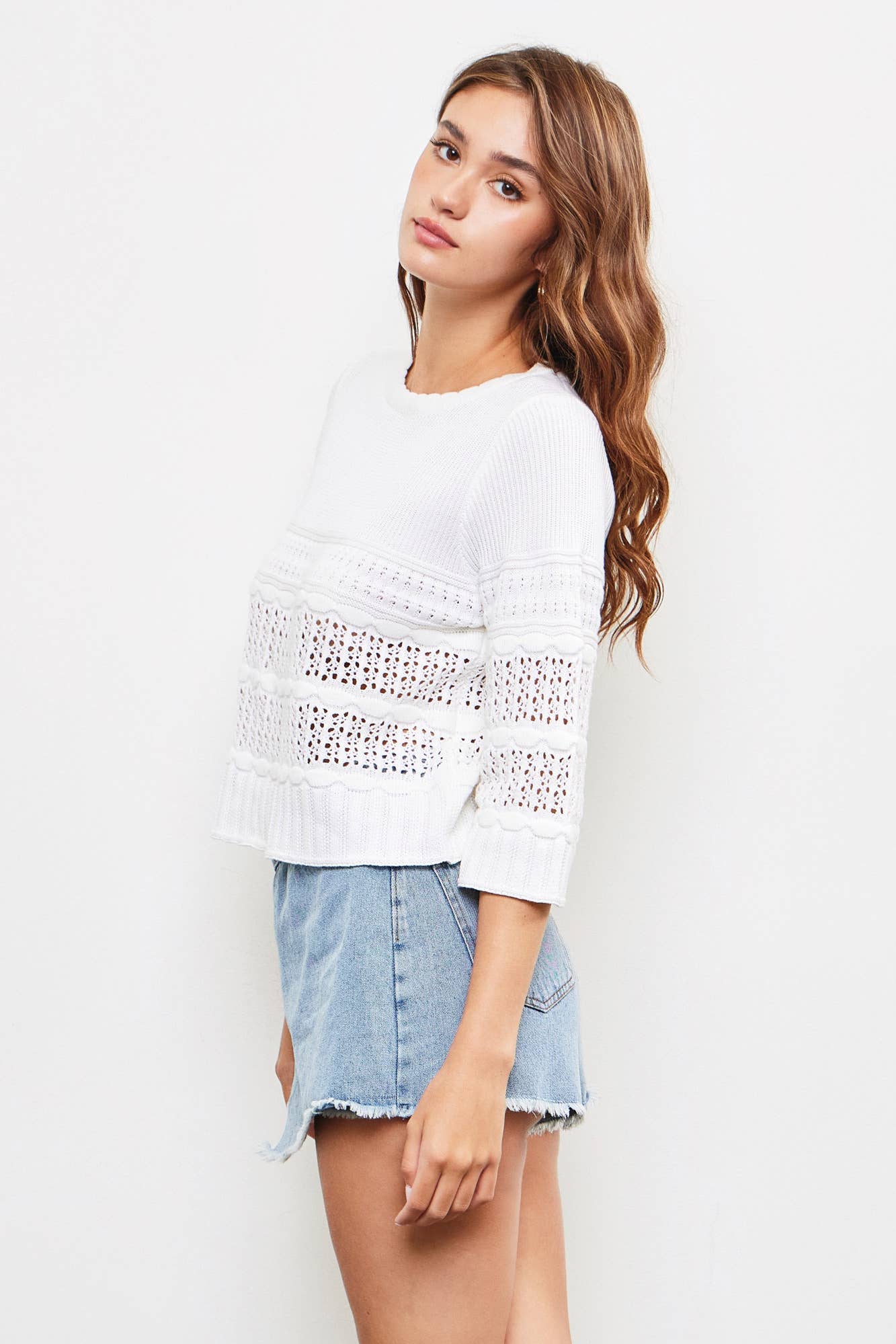 BRIER Crochet Knit Top