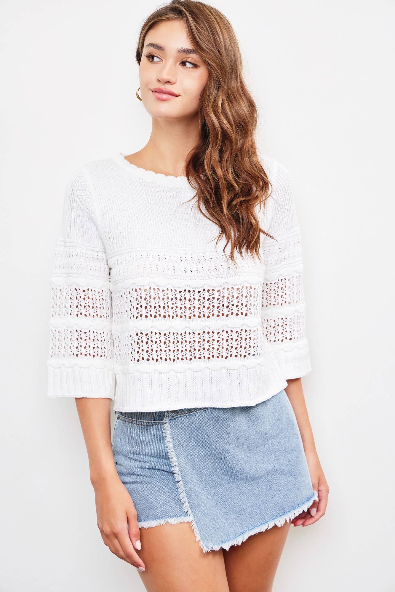 BRIER Crochet Knit Top