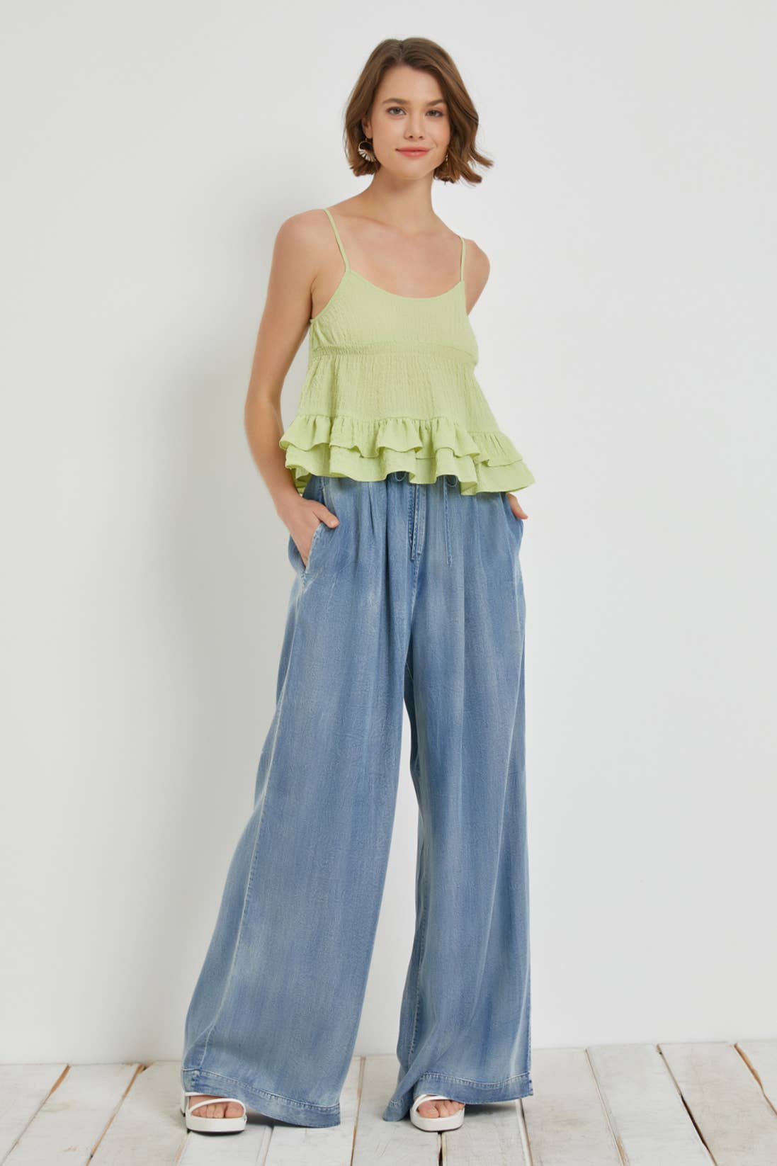 GO WITH THE FLOW Wide Leg Denim Pants