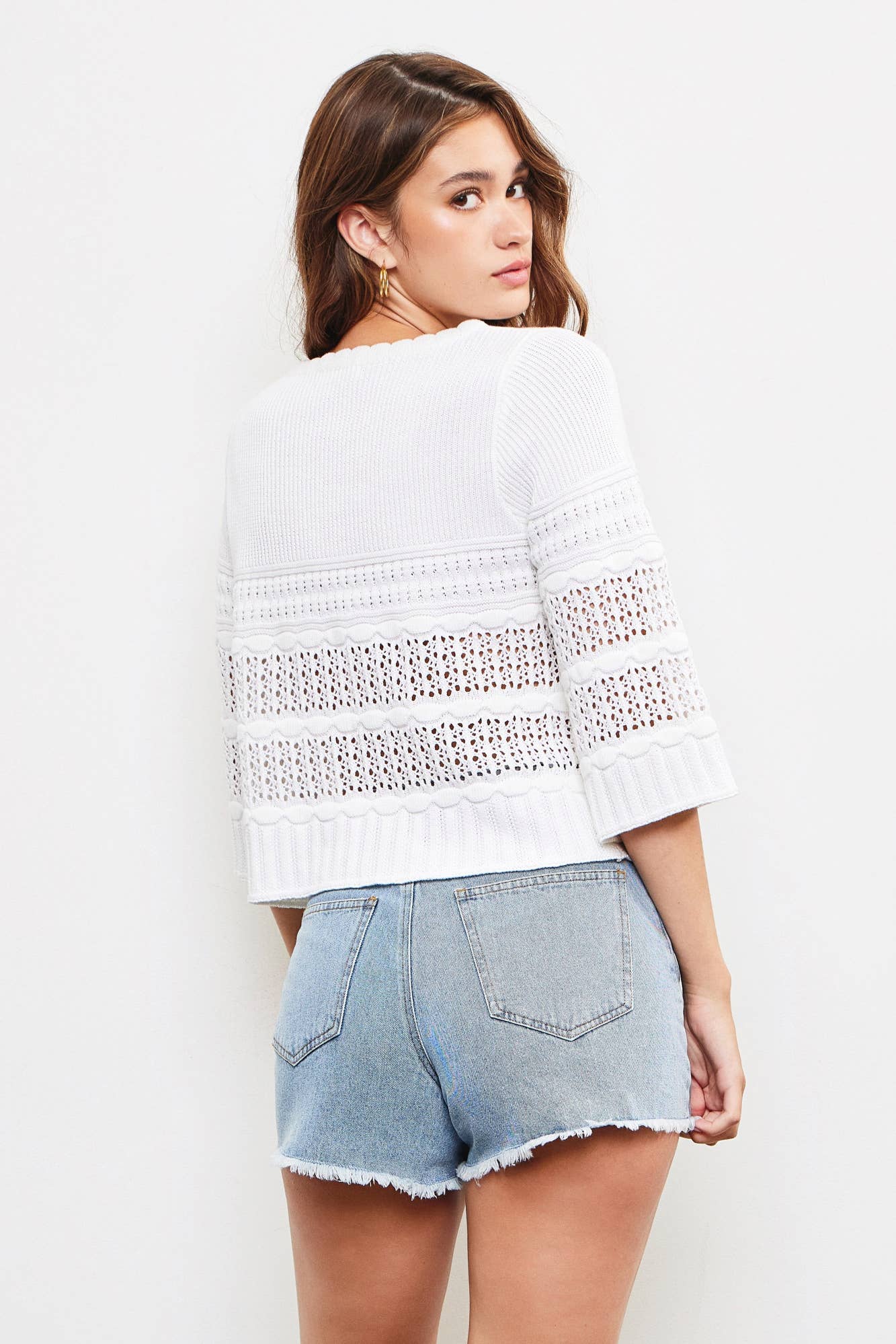 BRIER Crochet Knit Top