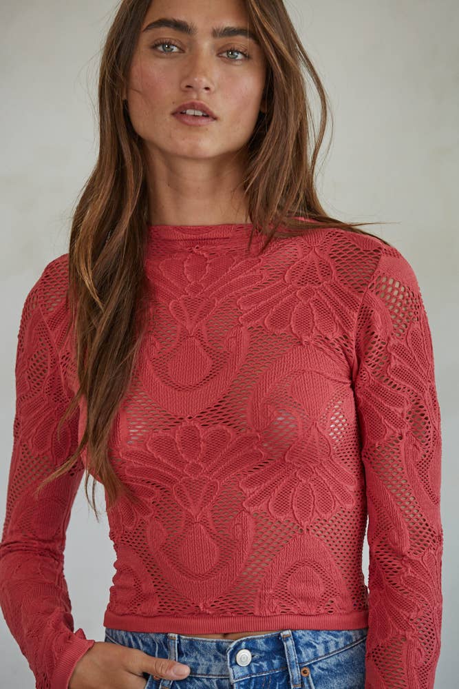 QUEEN ANNE Knit Seamless Jacquard Top